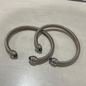 Purple Crystal and Silver Bangles (2)